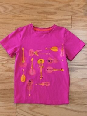 Piccolina Pink Musical Instruments Graphic Tee Size 6 EUC